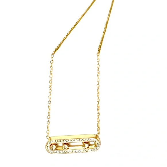 🆕 Gorgeous 18k Diamond Slider Oval Bar Necklace NWT - Picture 7 of 16